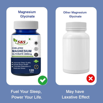 Magnesium Glycinate Tablets | High Absorption Chelated form for Muscle Recovery, Sleep & Nerve Health | 2000mg Per Serving – 60 Veg Tablets