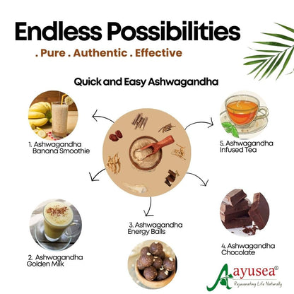 AYUSEA® ASHWAGANDHA POWDER (200g) AND ARJUN CHAAL POWDER (200g) COMBO FOR CARDIOVASCULAR HEALTH AND STRESS MANAGEMENT