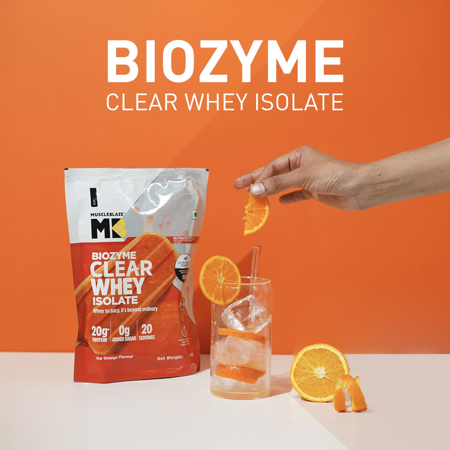 MuscleBlaze Biozyme Clear Whey Protein Isolate | 20g Protein, 92 Calori- image 3