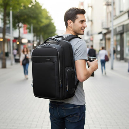 HORNBULL Travel Backpack for Men 45L Large Heavy Duty Office Travel Laptop Bag Fit Upto 17" Laptop 1680D Polyester Water-resistant Padded Overnight Laptop/Clothes Bag with Multi-Pocket, Black