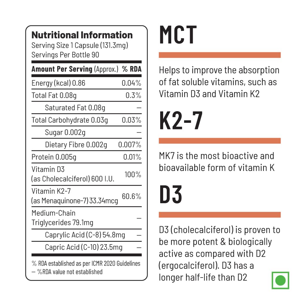 Unived D3+K2 (MK-7) | Vegan Vitamin D3 & Vitamin K2-7 (MenaquinGold) | Immunity, Heart, Muscle, & Bone Health | Plant-Based & Natural | 90 Vegan Capsules