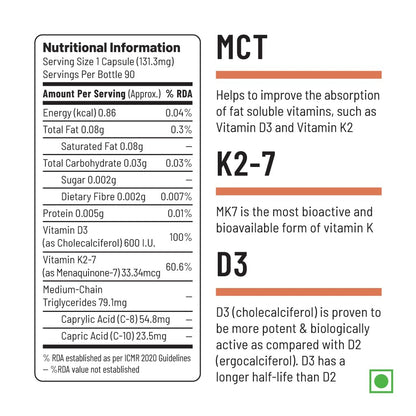 Unived D3+K2 (MK-7) | Vegan Vitamin D3 & Vitamin K2-7 (MenaquinGold) | Immunity, Heart, Muscle, & Bone Health | Plant-Based & Natural | 90 Vegan Capsules