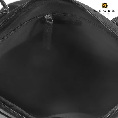 Cross Sling Crossbody Bag One Side Travel Messenger Multipurpose Genuine Leather Tablet Bag for Men & Women Office Business Outdoor Daily use with Adjustable Shoulder Strap - Black