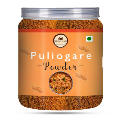 Brew Lab Authentic South Indian Masala Puliogare Powder for Pulihora or Tamarind Rice | For Puliyodharai Preparation | Tangy and Spicy | Udupi Rich Taste and Flavor-250 gm