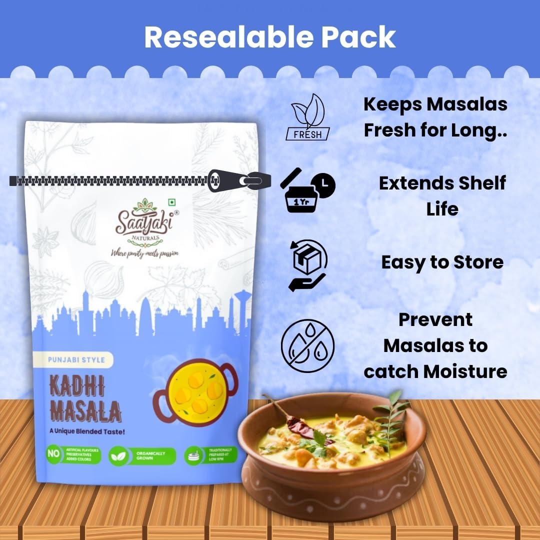 Saatyaki Naturals Punjabi Kadhi Masala - 50gm | Authentic traditional Indian spice blend for Kadhi Pakora, Punjabi curry, homemade gravy & everyday cooking.