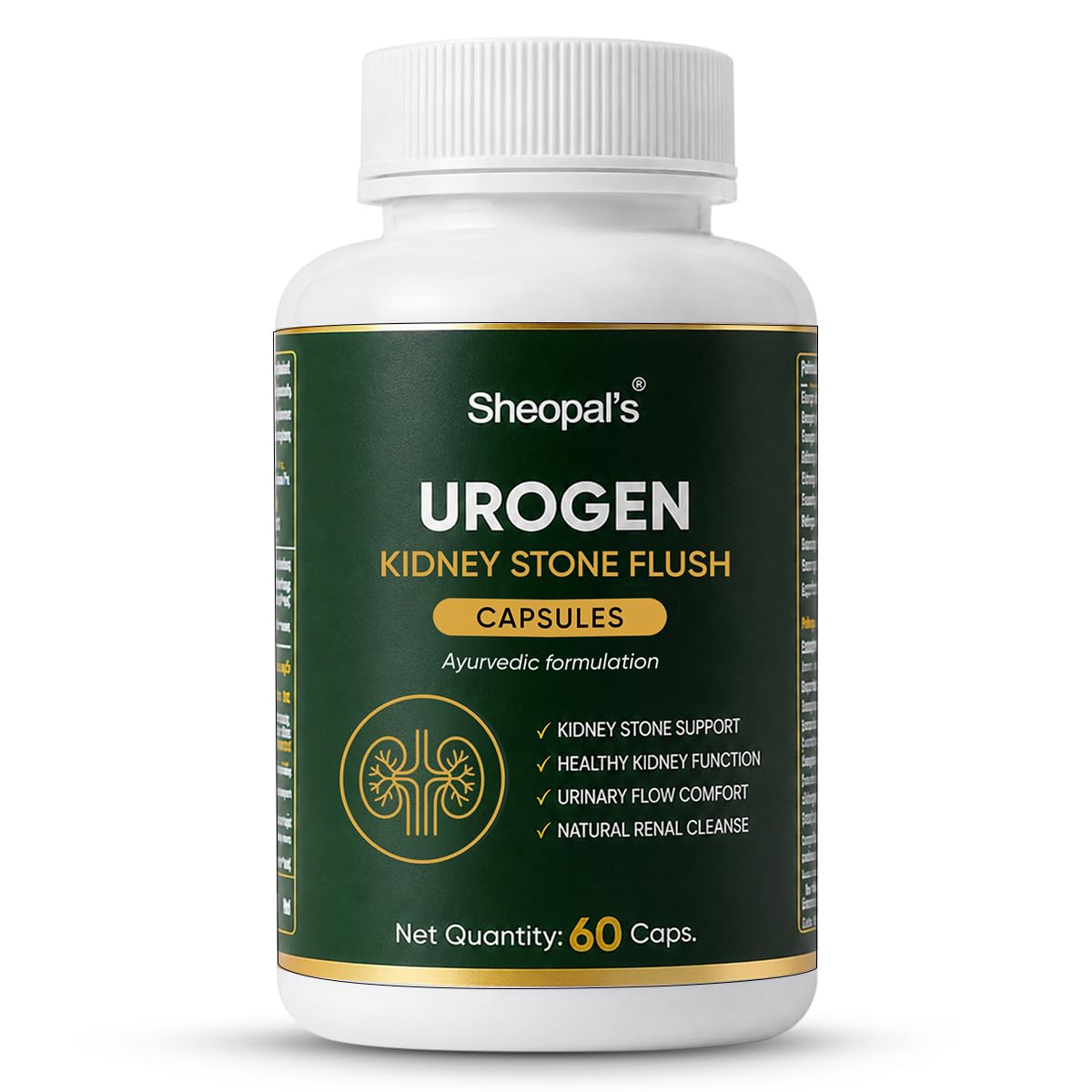 Sheopal's Urogen Kidney Stone Flush Capsules | Ayurvedic Proprietary Medicine | Pashanbhed, Gokshura, Punarnava, Varun, Shilajit | Urinary Comfort & Natural Renal Cleanse | 60 Caps