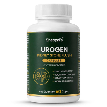 Sheopal's Urogen Kidney Stone Flush Capsules | Ayurvedic Proprietary Medicine | Pashanbhed, Gokshura, Punarnava, Varun, Shilajit | Urinary Comfort & Natural Renal Cleanse | 60 Caps