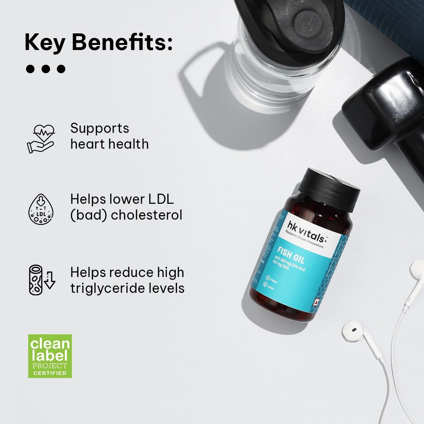 hk vitals Fish Oil and Multivitamin (30 Tablets Each) Combo Pack | 1000mg Omega 3 with 180mg EPA & 120mg DHA | Enhances Energy, Immunity & Joints Health