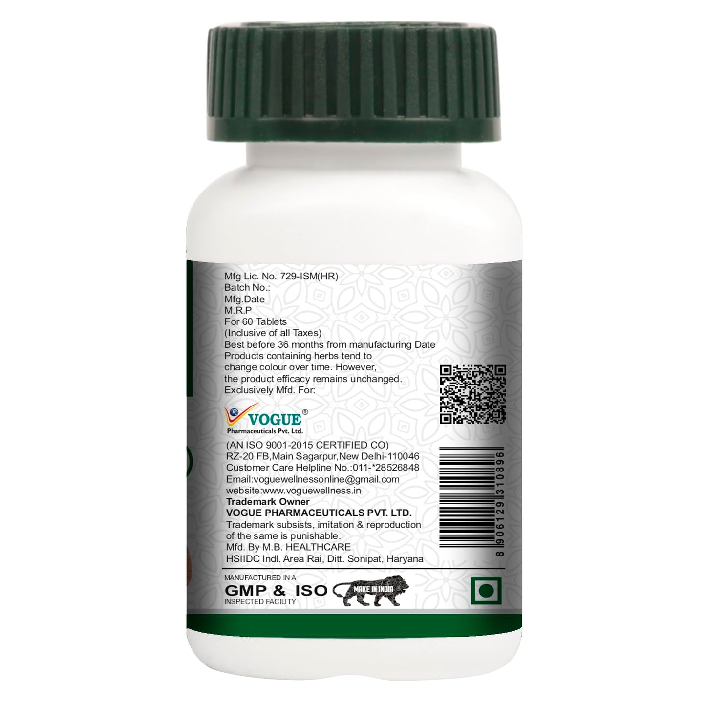 Vogue Wellness Fenugreek Tablets (Methi) | Natural Herbal Supplement for Digestive Health & Wellness | Supports Healthy Blood Sugar Levels & Hormonal Balance | 60 Tablets