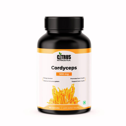 CITRUS NUTRACEUTICAL Cordyceps 500 mg for Energy Stamina Performance Immunity Respiratory Health Heart Health and Cognitive Function (60 Capsules)