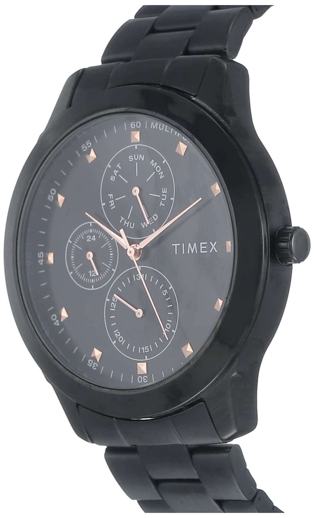 TIMEX Stainless Steel Men Multifunction Black Round Dial Analog Watch - Tweg18502, Band Color-Black