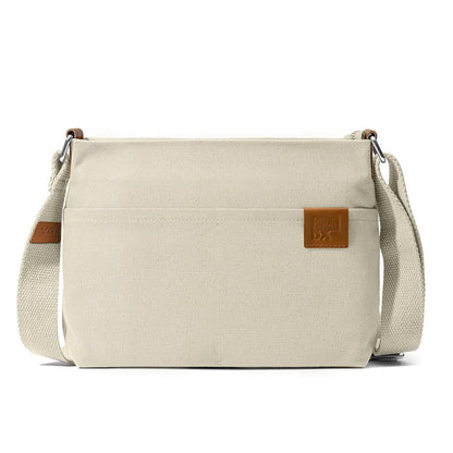 DailyObjects Unisex All Sunday Sling Crossbody Bag | Cotton Canvas Purse With Slip Pockets | Zip Closure | Storage Space For Essentials | Relaxed and Functional Shoulder Handbag | Handcrafted White
