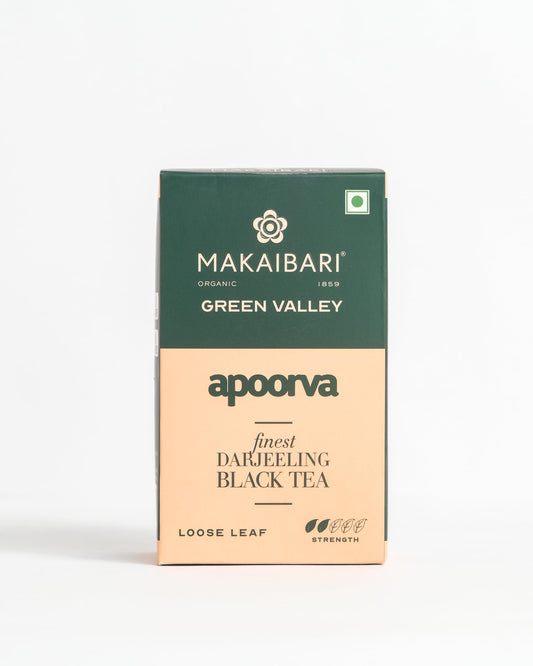 Makaibari Green Valley Apoorva Finest Darjeeling Black Loose Tea Leaves 100 Gm | Premium Darjeeling Single Estate | Muscatel Fruity Top Notes | 50 Cups