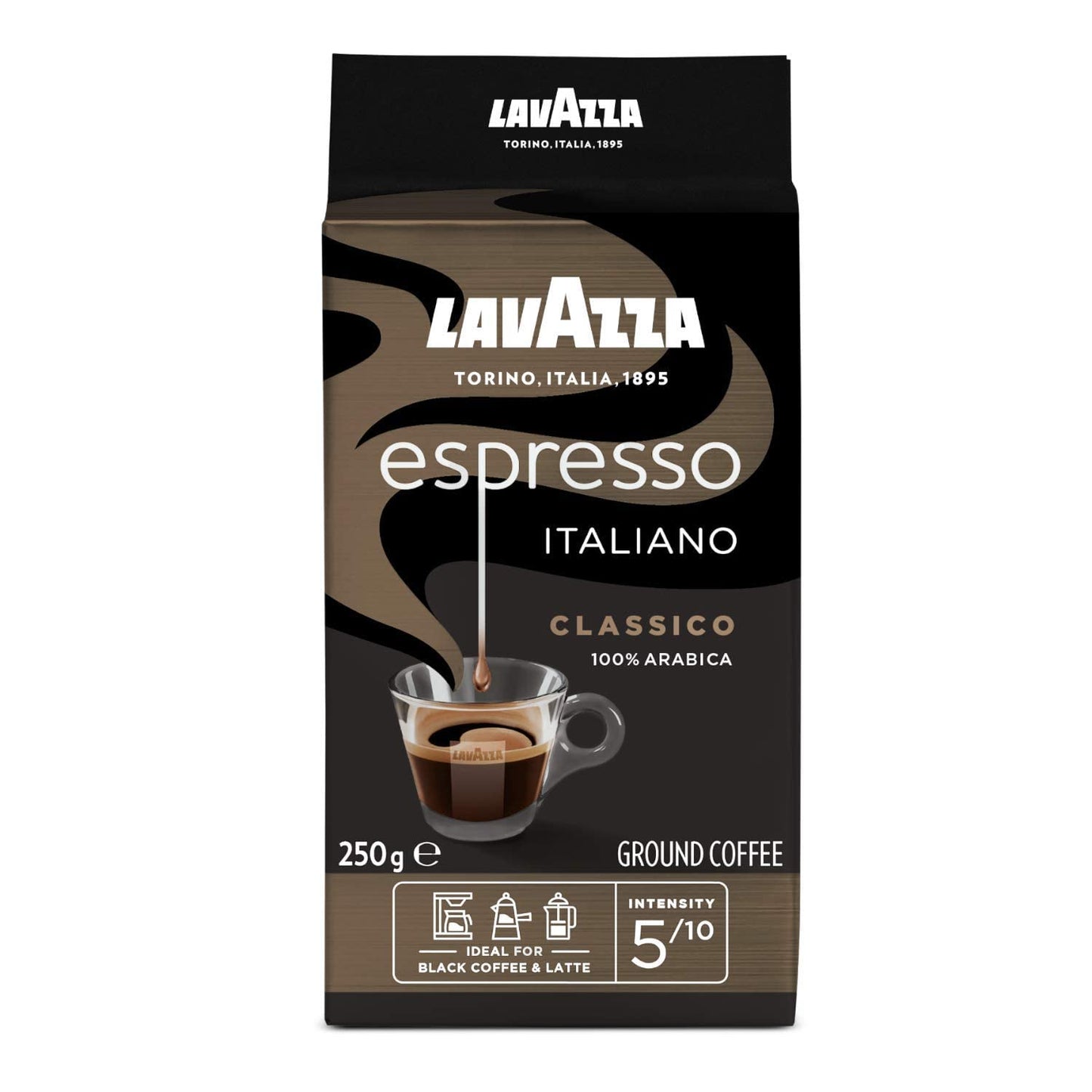 Lavazza Caffe Espresso Ground Coffee, 250 g Pouch, Carton