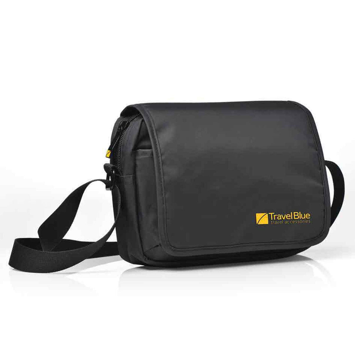 Travel Blue Nylon City Sling Pouch for Men & Women | 4 Zipped Compartments | Adjustable Shoulder Strap | Water-Resistant Travel Crossbody Bag | Black