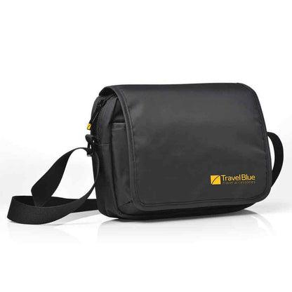 Travel Blue Nylon City Sling Pouch for Men & Women | 4 Zipped Compartments | Adjustable Shoulder Strap | Water-Resistant Travel Crossbody Bag | Black