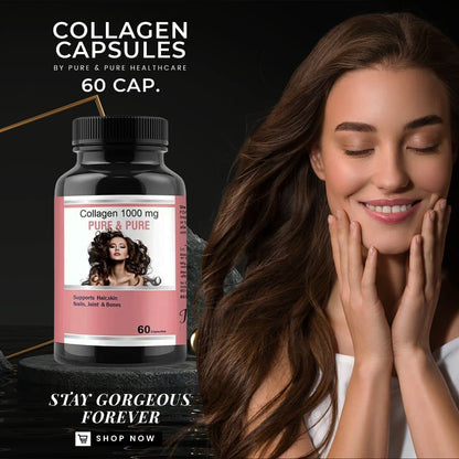 PURE & PURE Organic Plant-Based Collagen Builder Supplement for Women with Essential Nutrients - Boosts Skin, Hair, Nail Joint and Bones Health Vegan Formula for Radiant Beauty - 60 Capsules