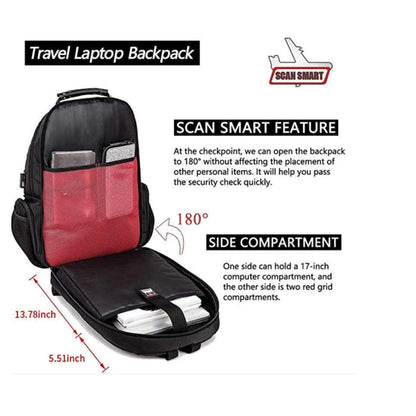 Red Lemon Swisslook Polyester Bange Series 40 to 45L 15.6-inch Laptop Bags Backpack for Men and Women Water-Resistant USB Anti Theft Travel Backpack -Black