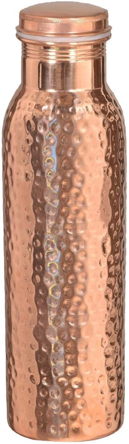 OSNICA 100% Pure Copper Water Bottle Ayurvedic Water Copper Bottle - Leak-Proof Water Bottle Seal Cap, Joint Free Copper Bottle 32 Oz Hammered (Hammered) 900 ML (Pack of 1)