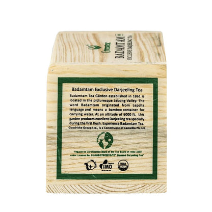 Goodricke Badamtam Darjeeling Tea 100g | Premium Whole Leaf Black Tea | Single Estate | Peach Muscate is a Tste Note| It Comes in Wooden Chestlet| Natural Sweet Aftertaste
