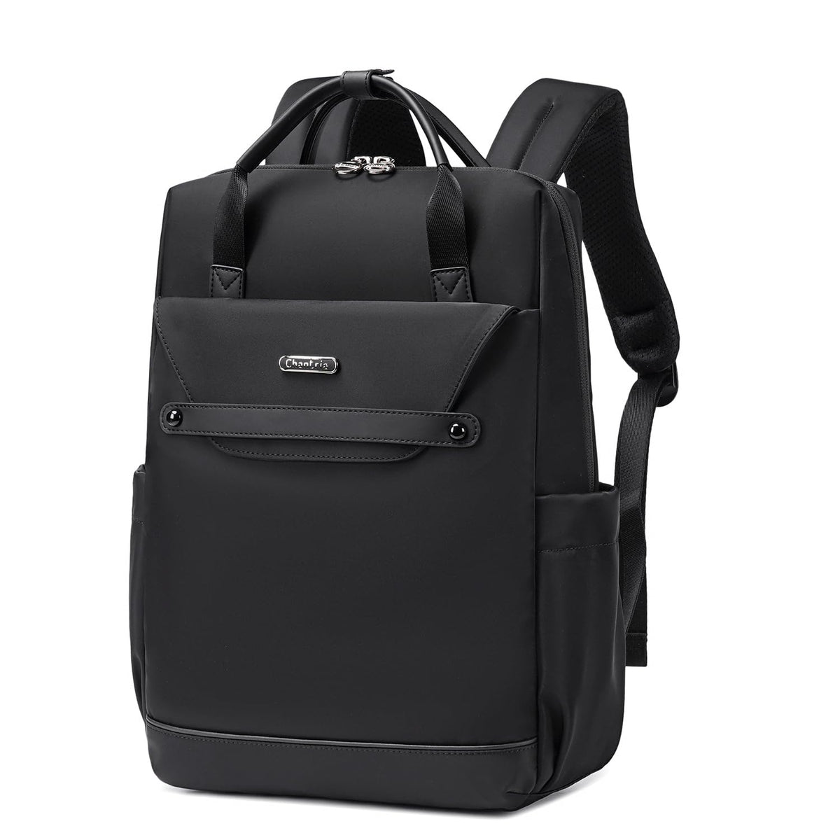 Chantria Slim Ladies Backpack 15L Nylon Trendy Latest Bagpack Women for 15.6“ Laptop, Magnetic Luxury Backpack Water-Repellent Stylish Office Backpacks for Casual & Daypack (Black)