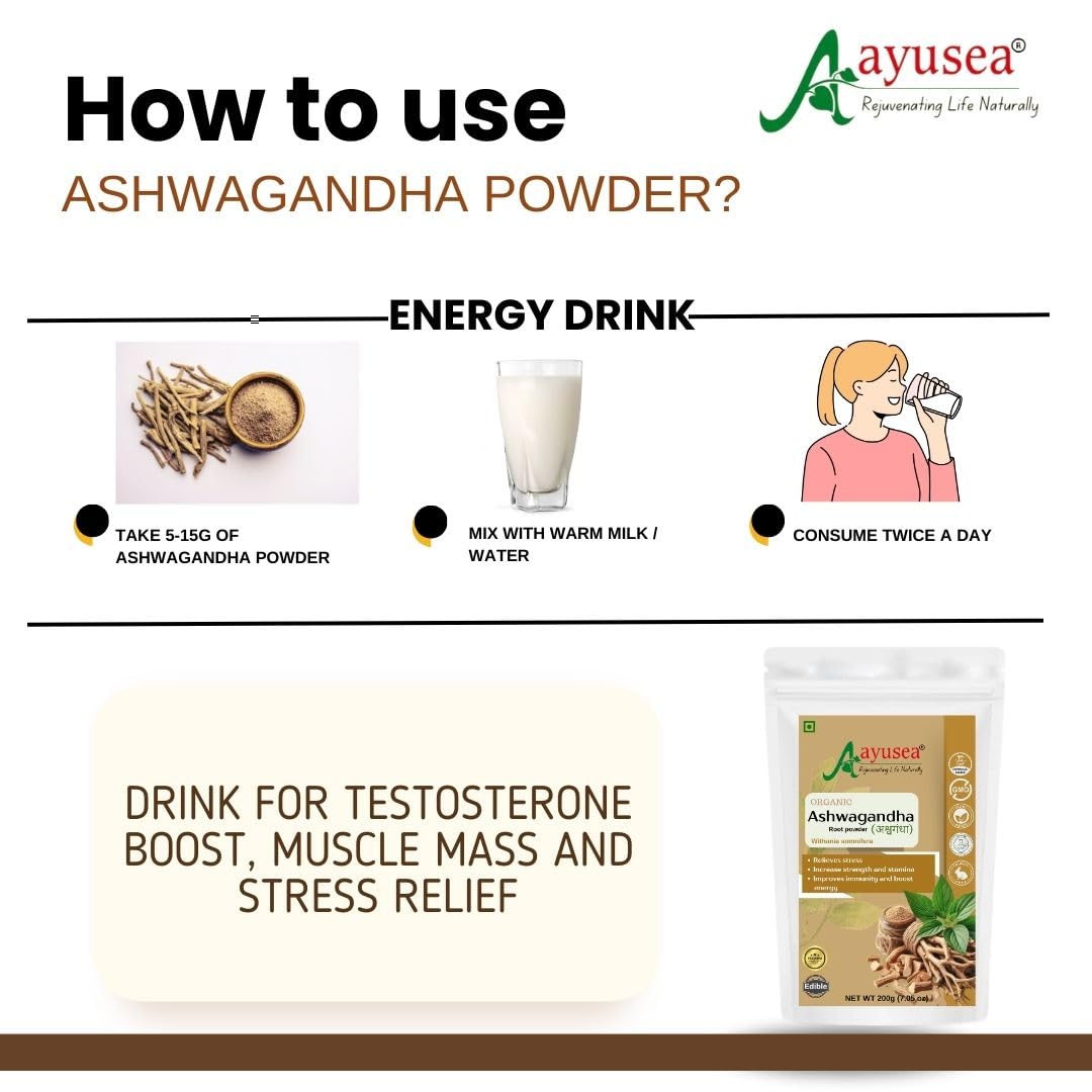 AYUSEA® ASHWAGANDHA POWDER (200g) AND ARJUN CHAAL POWDER (200g) COMBO FOR CARDIOVASCULAR HEALTH AND STRESS MANAGEMENT