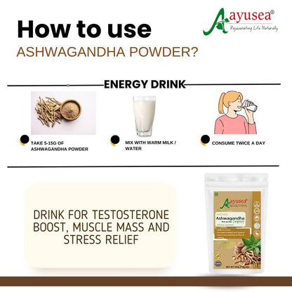 AYUSEA® ASHWAGANDHA POWDER (200g) AND ARJUN CHAAL POWDER (200g) COMBO FOR CARDIOVASCULAR HEALTH AND STRESS MANAGEMENT