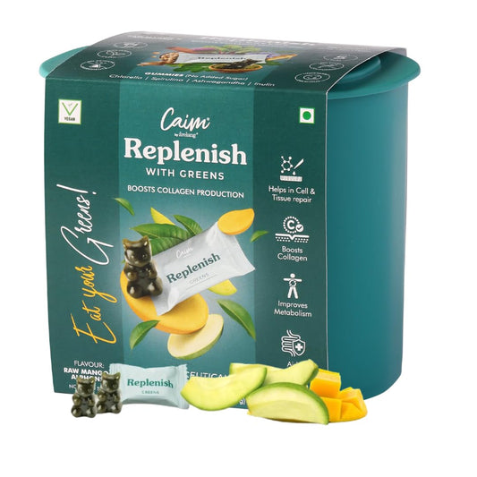 Caim by arelang | Natural Collagen Gummies for women/men |Replenish with Greens
