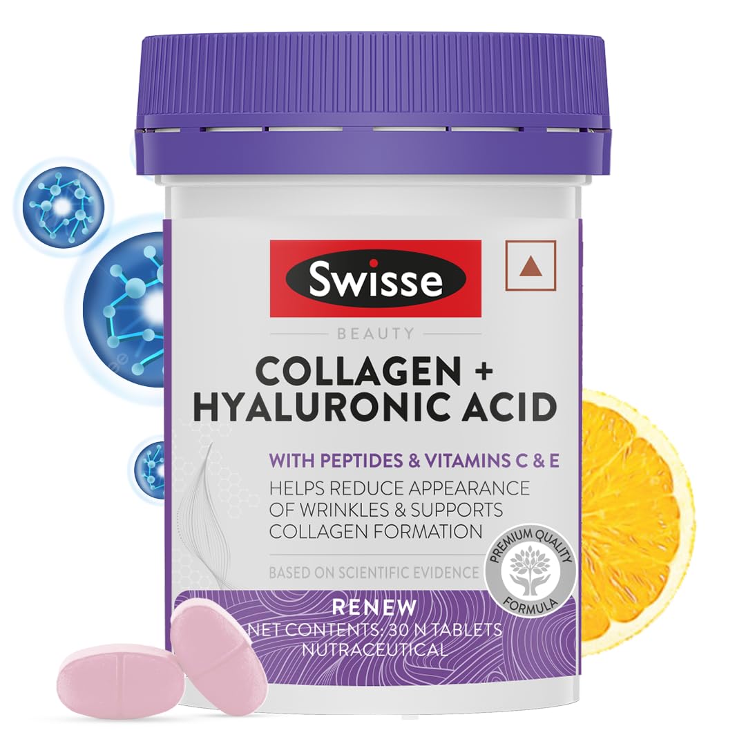 Swisse Collagen+ Hyaluronic Acid with Peptides, Vitamin C & E to Boost Skin Repa