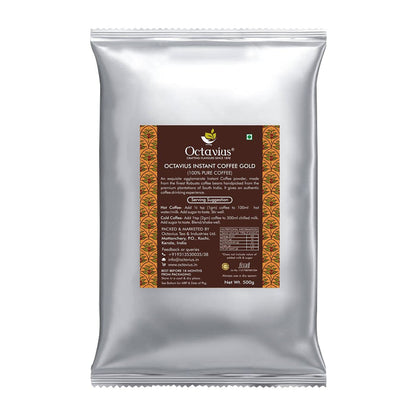 Octavius Gold Instant Coffee 500g Pack | 100% Pure Coffee Powder | Instant Coffee for Office Pantry, Cafeteria & Corporate Use | Strong & Aromatic Hot & Cold Coffee