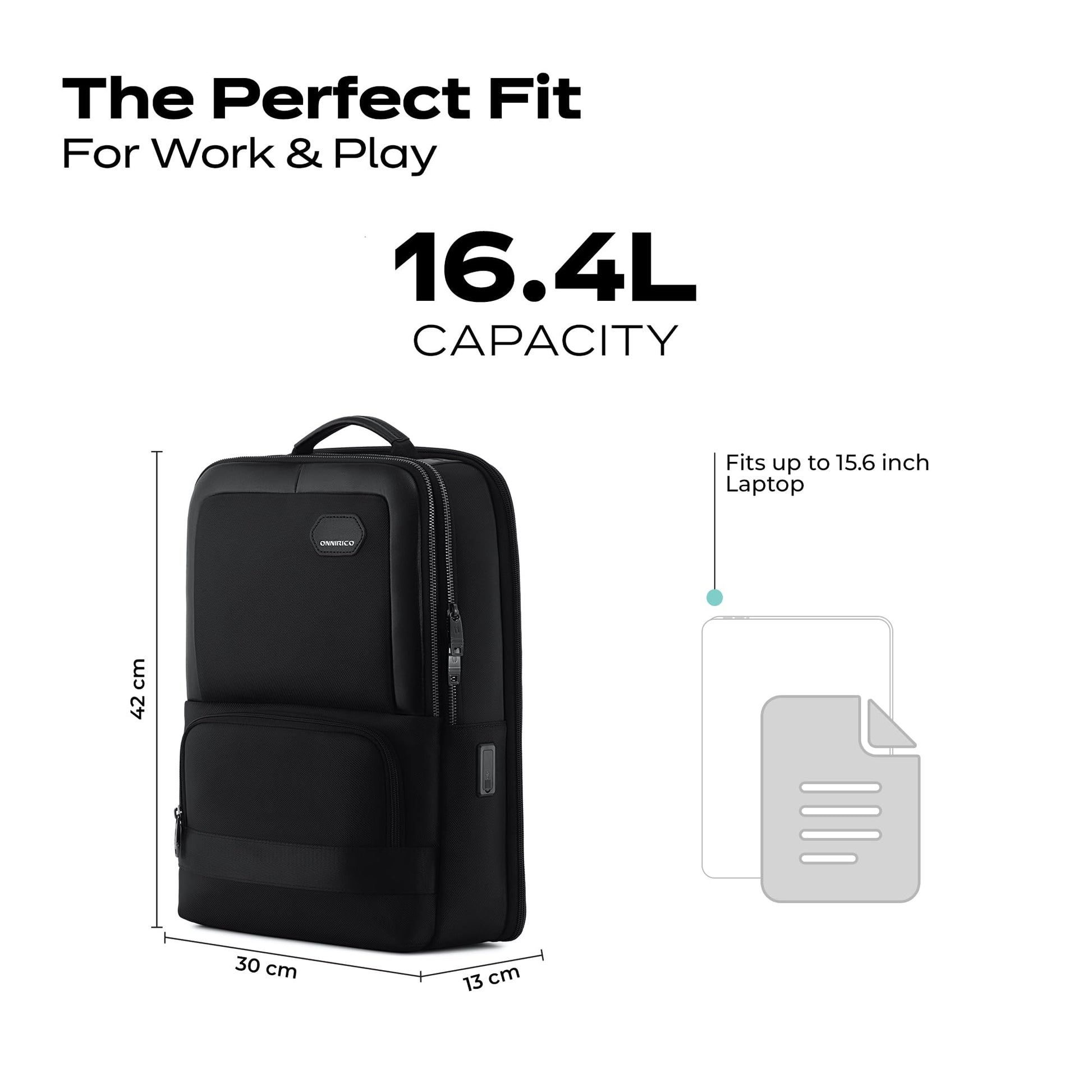 ONNIRICO Whisper Valley Premium Travel Backpack 16.4L, Infinity Black,- image 2