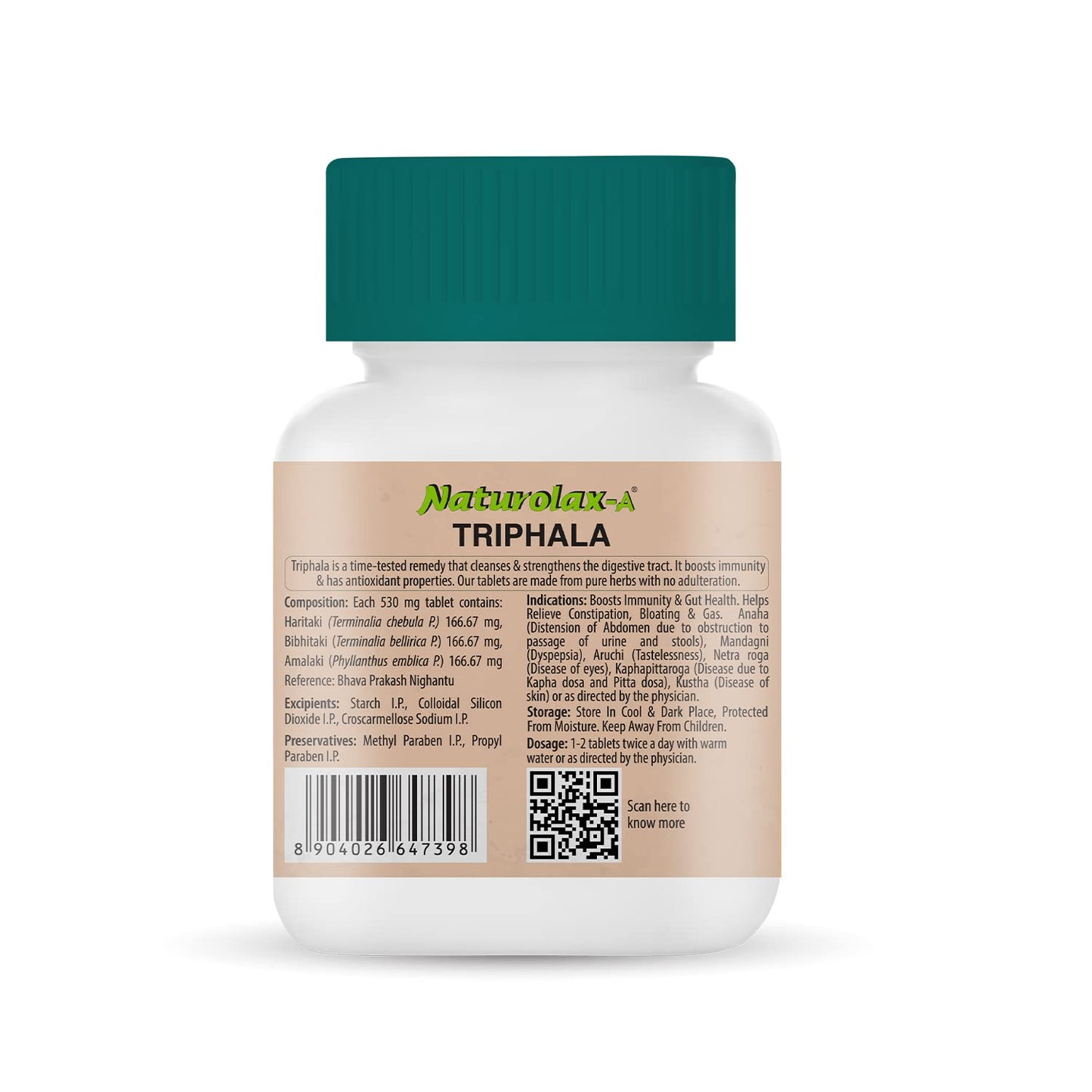 Naturolax-A Triphala Ayurvedic Solution | Relieves Constipation & Bloating | 60 Tablets x Pack of 1