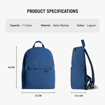 DailyObjects Water Resistant Pivot Lunar Daypack Bag for Men & Women|Fits 13/14 inch Laptop/Macbook Pro/Air iPad|Lightweight| Backpack (19L)|Office Use/Travel|Multi Compartments|Blue