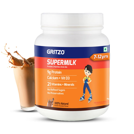 Gritzo Supermilk 8-12Y (Young Athletes), Health Drink For Kids, Double Chocolate