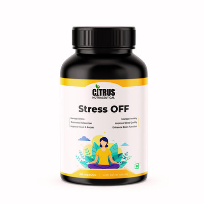 CITRUS NUTRACEUTICAL Stress OFF with Ashwagandha, Rhodiola rosea, Passion flower, L- Theanine, GABA and 5- HTP | Supports Mental health Relieve stress Reduce anxiety- 120 Capsules (Pack of 2)