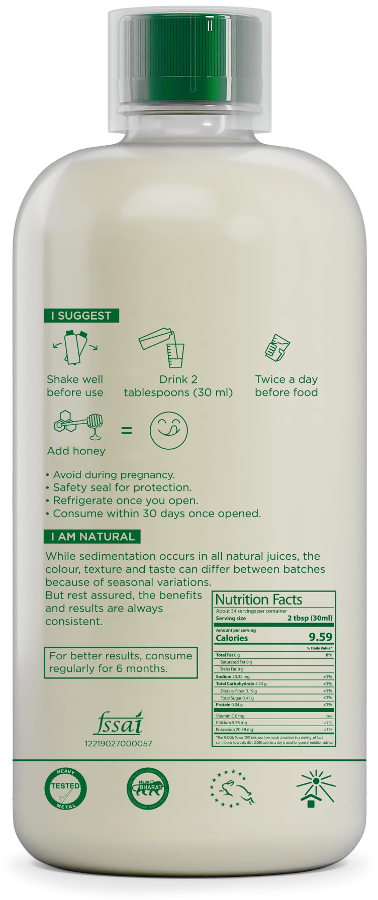 Vitro Aloe Vera Juice 1L | Supports Skin Glow, Digestion & Weight Management | Traditional Recipe for Constipation & Immunity | No Added Sugar