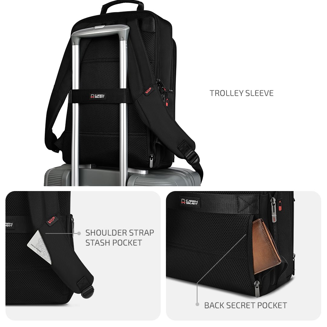 VIP VOGUE 17 Inch Compatible Laptop Backpack 22L | Water-Resistant with 3 Compartments | Padded Laptop Sleeve, Side Bottle Pocket, Front Organizer | Office & Travel Backpack for Men & Women (Black)