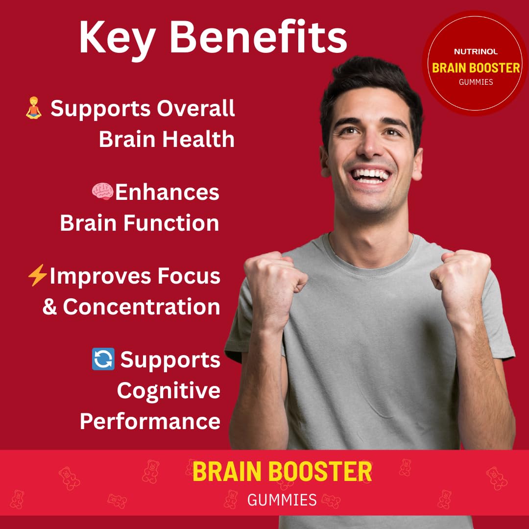 Knoll Healthcare Nutrinol Brain Booster Gummy Bacopa Monnieri | Boosts Memory, Focus & Concentration | Brain Fog Support | Improve Quality of Life Bacopa monneieri 60mg |Blueberry Flavour 30 Gummies
