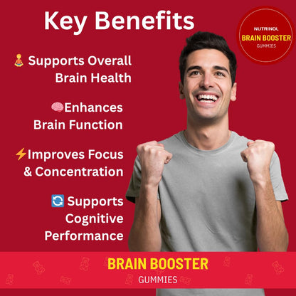 Knoll Healthcare Nutrinol Brain Booster Gummy Bacopa Monnieri | Boosts Memory, Focus & Concentration | Brain Fog Support | Improve Quality of Life Bacopa monneieri 60mg |Blueberry Flavour 30 Gummies