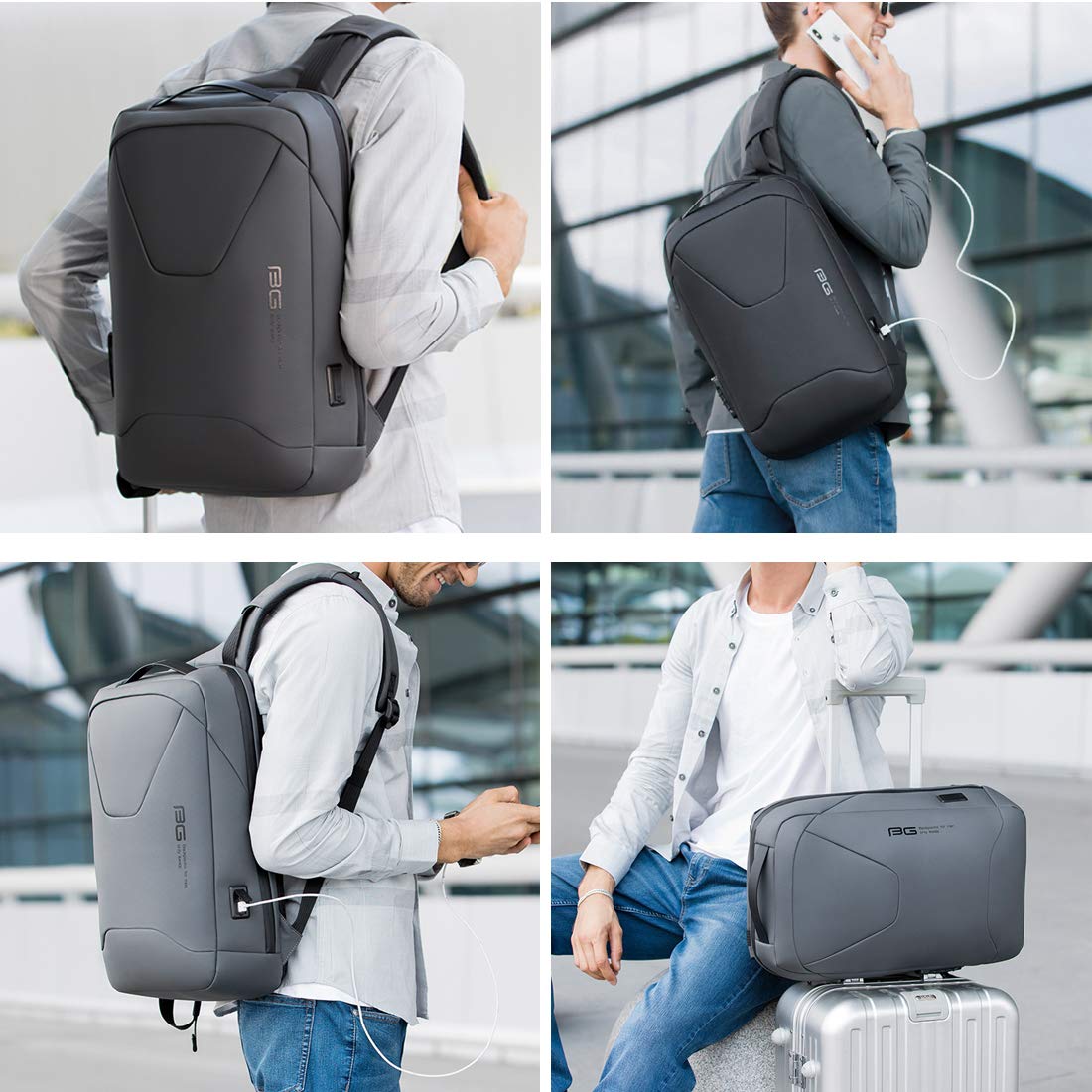BANGE Water Resistant Anti-Theft Unisex Travel Laptop Backpack with USB- image 2
