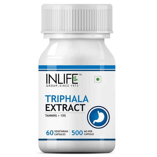 INLIFE Triphala Extract Amlaki, Haritaki and Bibhitaki, 500 mg - 60 Veg Capsules