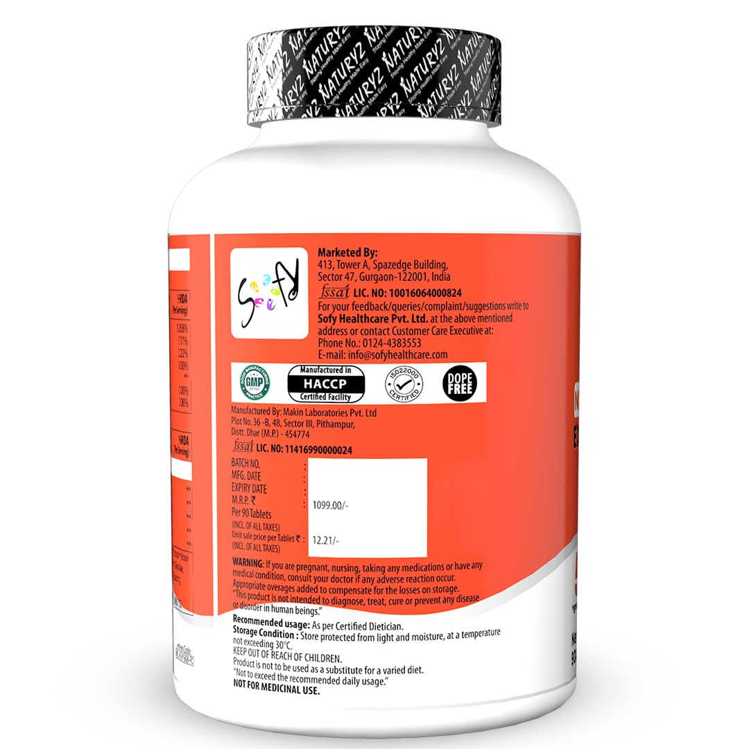 NATURYZ Nitric Pump 2500 Mg Extra Strength L-Arginine | L Citrulline | Caffeine | Boosts Stamina | Energy | Increases Blood Flow | Improves Performance | Ideal Pre-workout Supplement for Men & Women - 90 Tablets