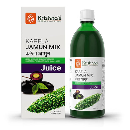 KRISHNA'S HERBAL & AYURVEDA Karela Jamun Mix Juice-1000 Ml,Pack Of 2,Fresh Karela & Jamun Seed,Ayurevedic Formulation To Maintain Sugar Level,Enriched With Vitamin C-Vitamin A