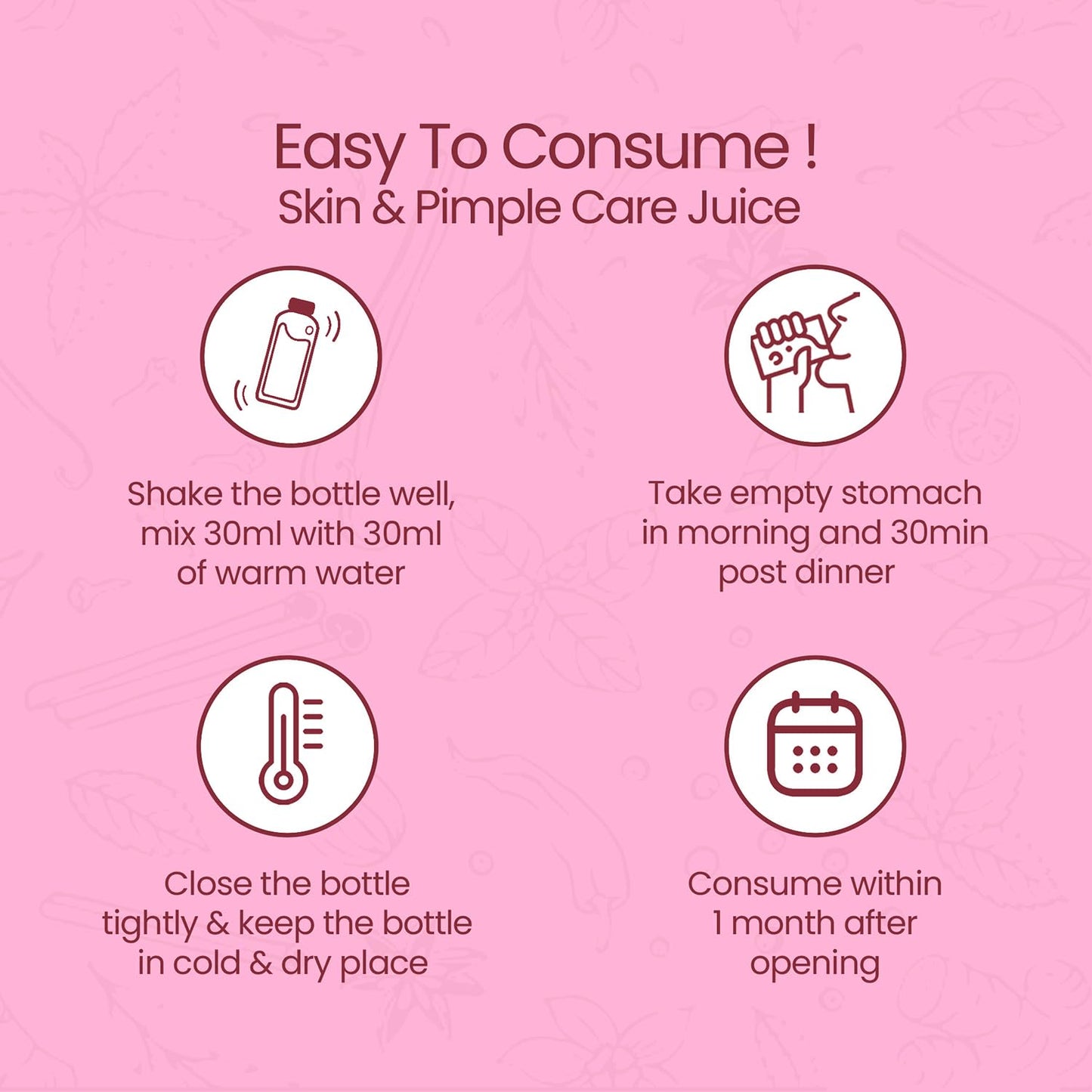 KRISHNA'S HERBAL & AYURVEDA Skin & Pimple Care Juice - 1000 Ml | Ayurvedic Skin Care Expert With Manjisth, Rose, Sankhpushpi & 13 Other Herbs | Helps In Reducing Acne, Pimples & Dark Spot