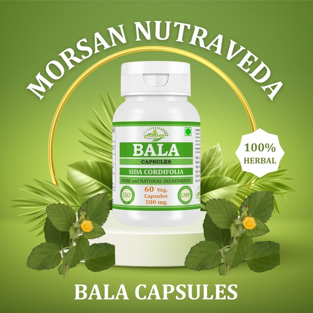 Bala Capsules (Sida Cordifolia Extract) 500mg – Ayurvedic Herbal Capsules for Strength & Vitality, 60 Vegan