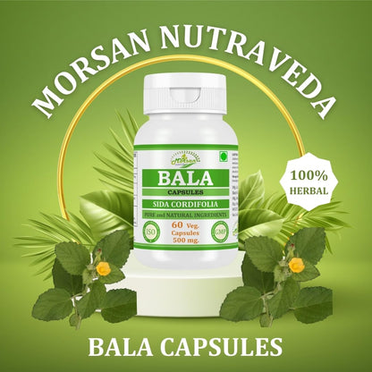 Bala Capsules (Sida Cordifolia Extract) 500mg – Ayurvedic Herbal Capsules for Strength & Vitality, 60 Vegan