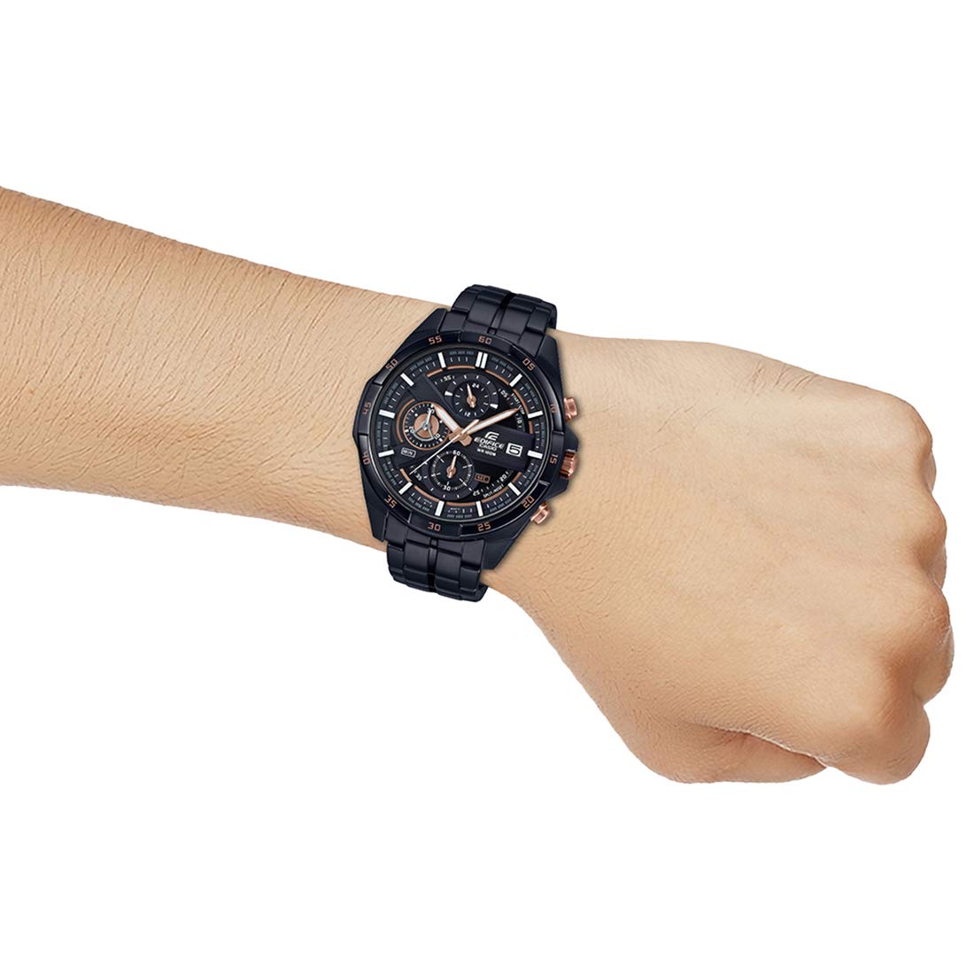 Casio EDifice EFR-556DC-1AVUDF Black Analog Dial Black Stainless Steel Band Men's Watch Chronograph 100M Water Resistant EX493