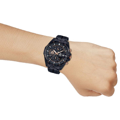 Casio EDifice EFR-556DC-1AVUDF Black Analog Dial Black Stainless Steel Band Men's Watch Chronograph 100M Water Resistant EX493