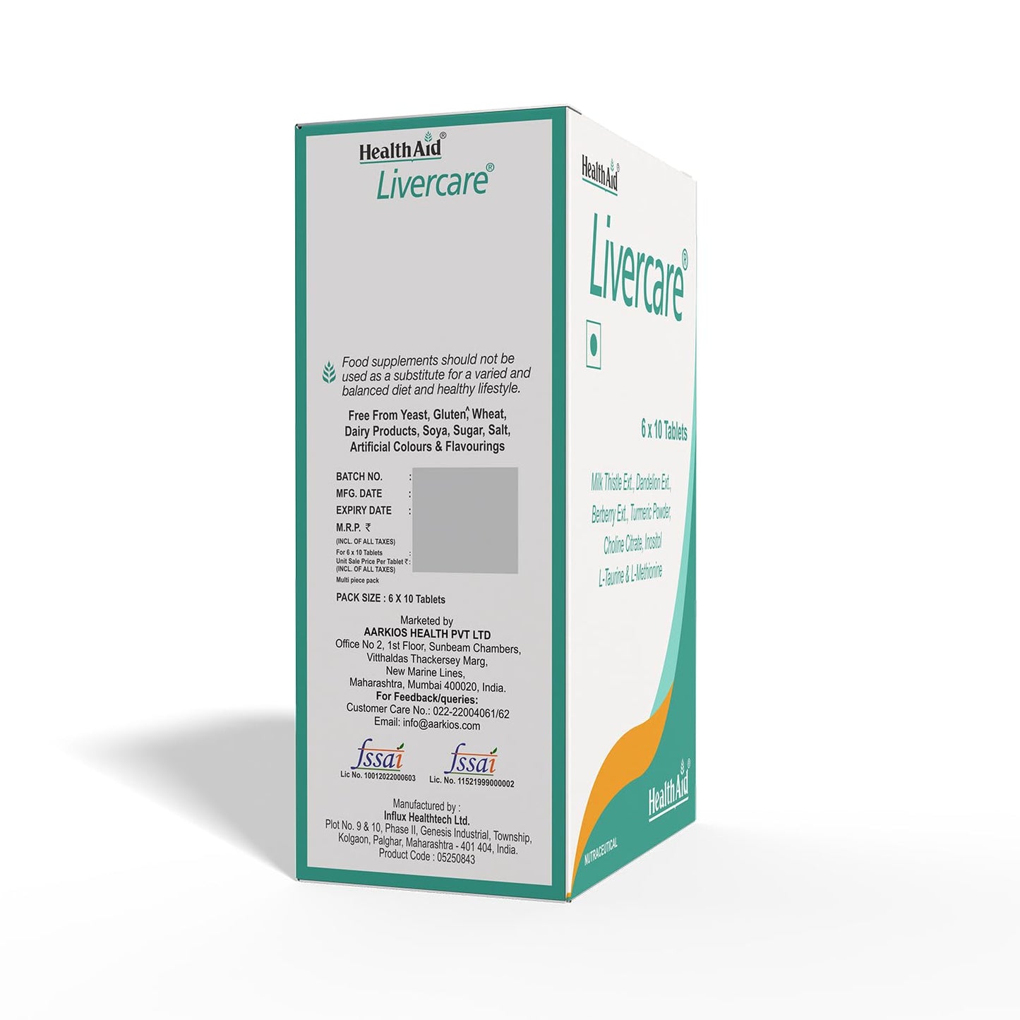 HealthAid Livercare – Liver Detox Supplement with Milk Thistle, Dandelion, Choline & Inositol | Supports Healthy Liver Function & Metabolism | For Men & Women | 60 Tablets