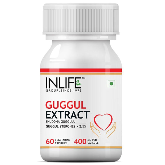 INLIFE Guggul Extract with 2.5% Guggul Sterones Supplement, 400 mg - 60 Vegetari